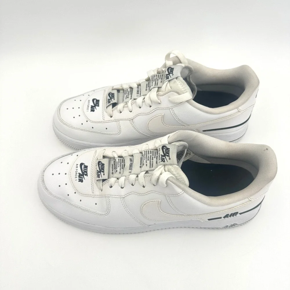 Nike Air Force 1 07 LV8 Mens 8.5 White Black Double Air CJ1379-100 Sneakers